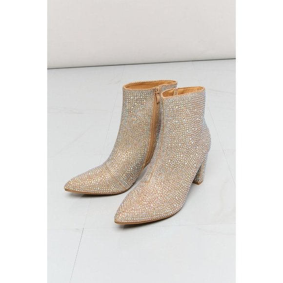 Rhinestone Pointed Toe Booties in Champagne - Picture 7 of 10